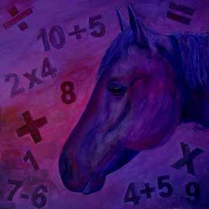 My completed painting of Clever Hans - click to see the panel on the Mural Mosaic site and find out more about Clever Hans