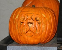 Pug-kin, pumpkin carved by Ann Ranlett