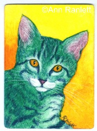 The Look - ACEO painting of a tabby kitten, by Ann Ranlett