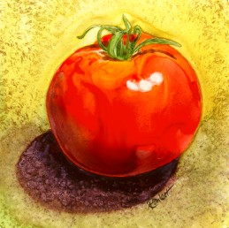 Tomato, watercolor on Yupo by Ann Ranlett